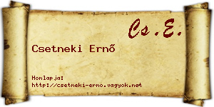 Csetneki Ernő névjegykártya